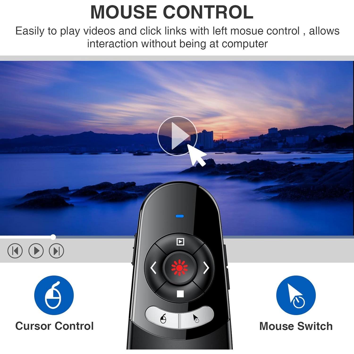 2 in 1 Type C and USB Presentation Clicker with Air  Control, RF 2.4GHz  Presenter Remote PowerPoint Clicker Slide Pointer Advancer for Computer Laptop Classroom Office