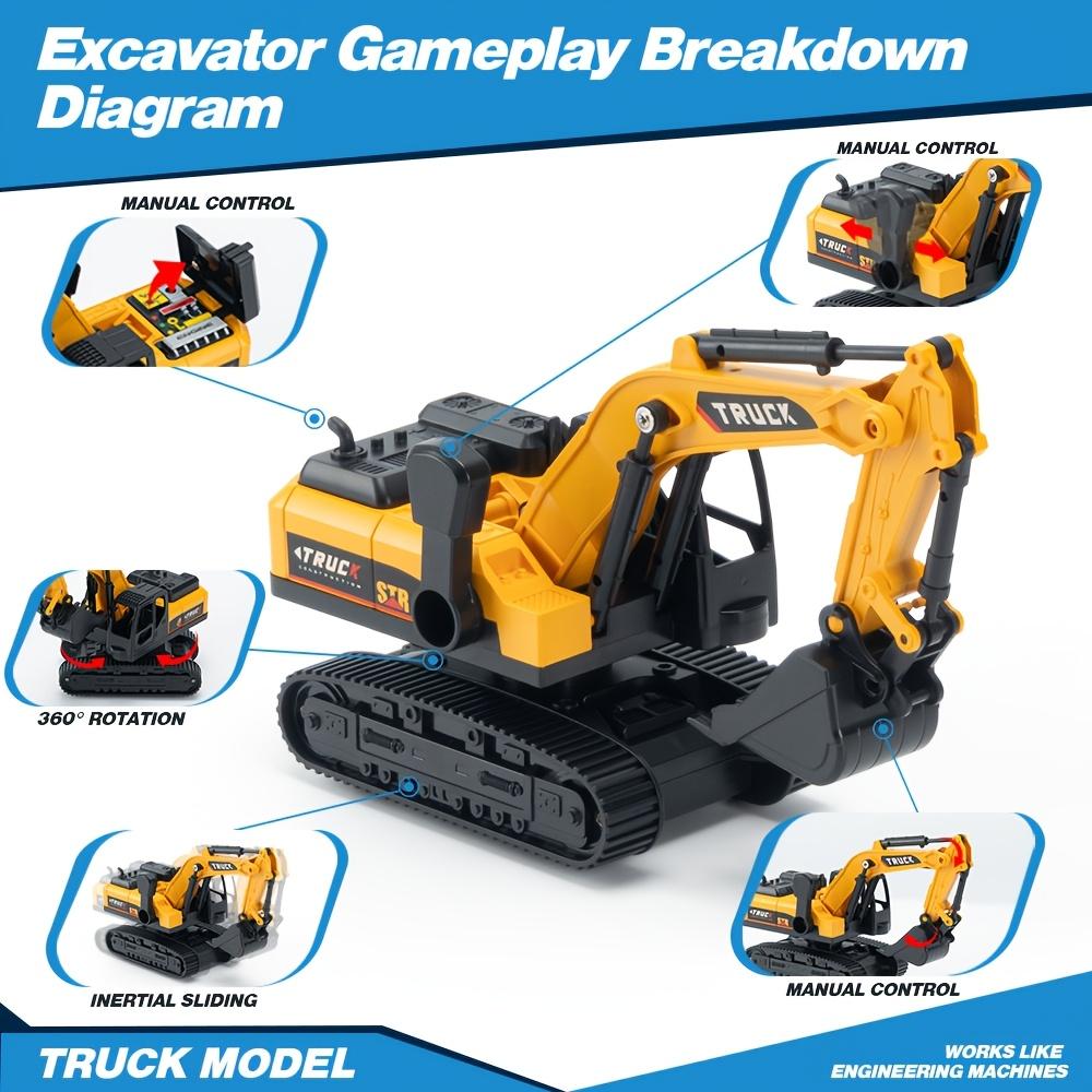 RC semi-trailer truck toy, with excavator set, suitable for boys, battery-powered, USB rechargeable