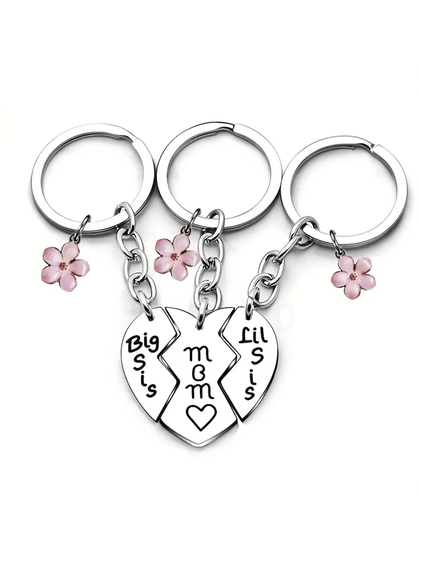 3pcs Mother Daughter Key Chain, Matching Keychain Set, Mom Big Little Sister Love Broken Heart Pendant, for Family