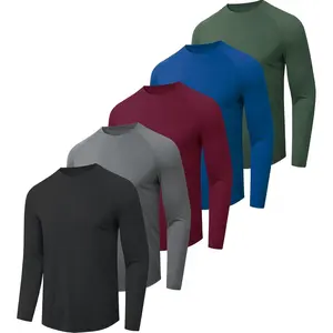 4-7 Pack Long Sleeve Shirts for Men - Quick Dry Moisture Wicking UPF 50+ Sun Protection T-Shirts for Workout Fishing Casual