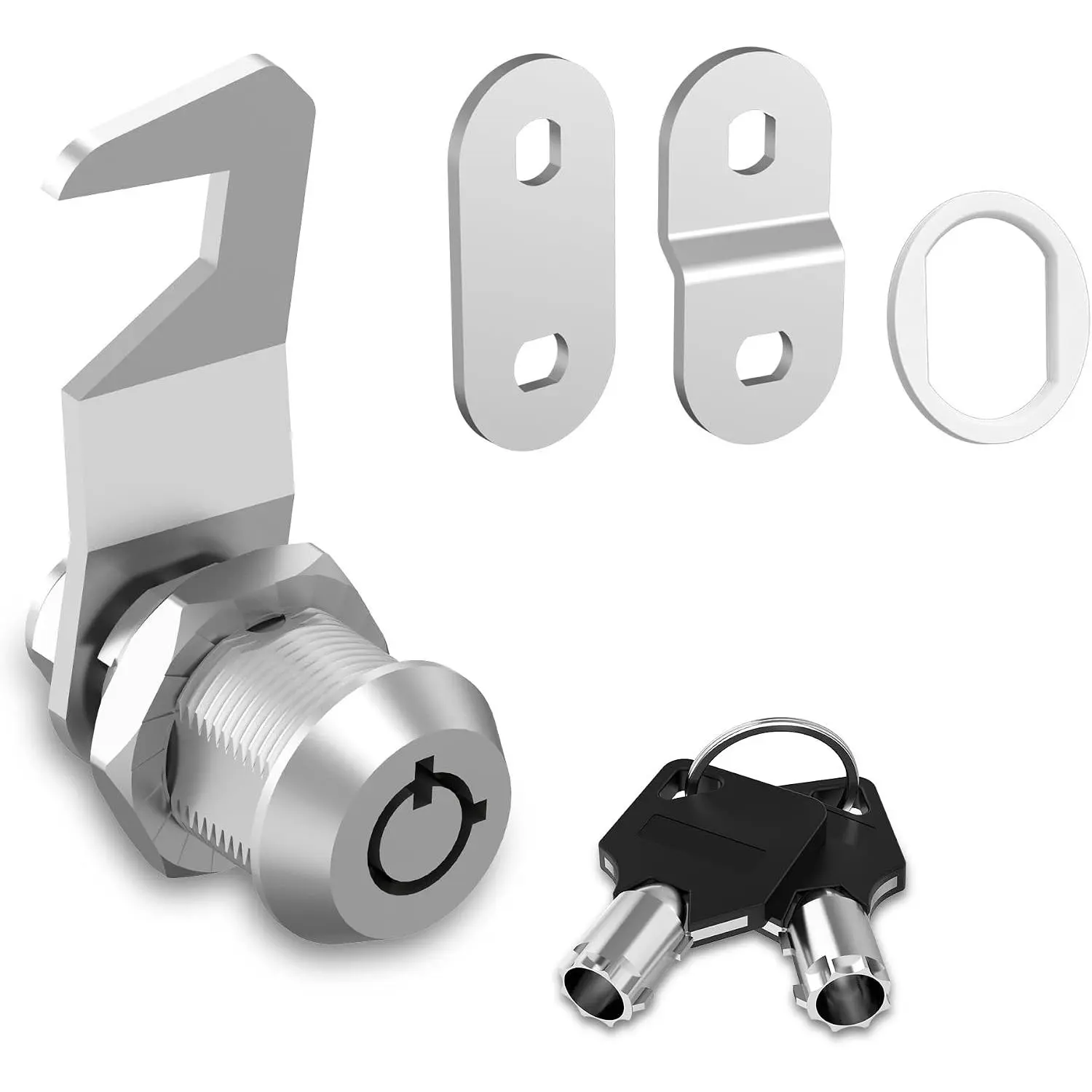 1 Pack Toolbox Lock with , 1-1/8" Tubular Cam Lock Keyed Alike, Hook Cam Tool Box Locks Fits for Mailbox File Cabinet Drawer RV Storage Door Cabinet Locks, Zinc Alloy