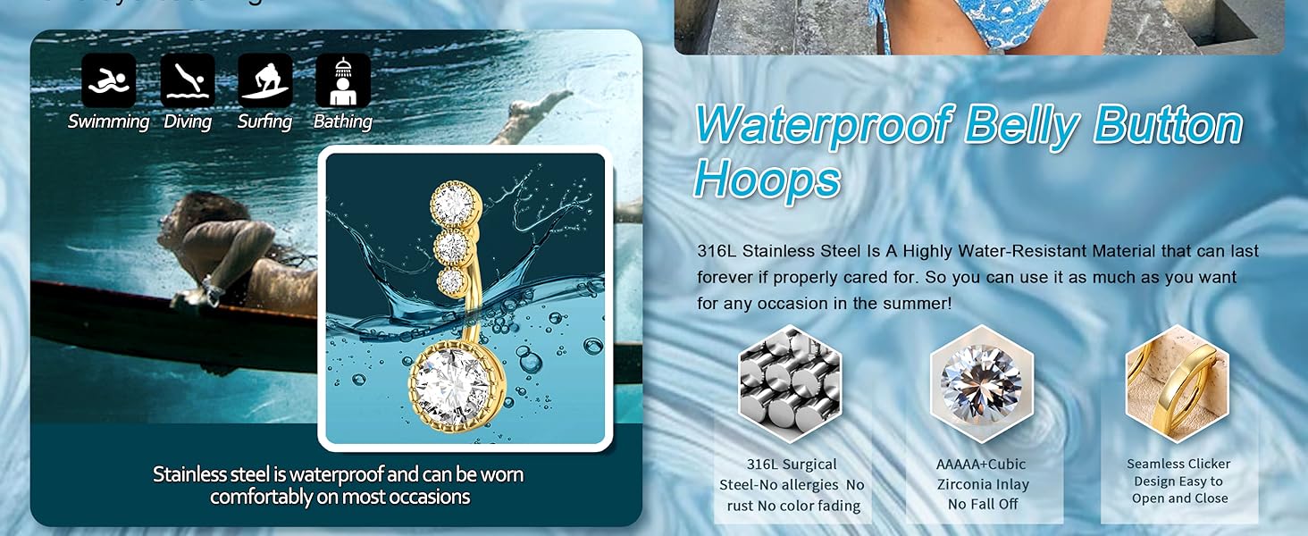 YADOCA 9 Pcs Gold Belly Button Ring - Surgical Stainless Steel Floating CZ Opal Heart Clicker Belly Piercings for Women Navel Belly Piercings Jewelry Pack Silver/Gold