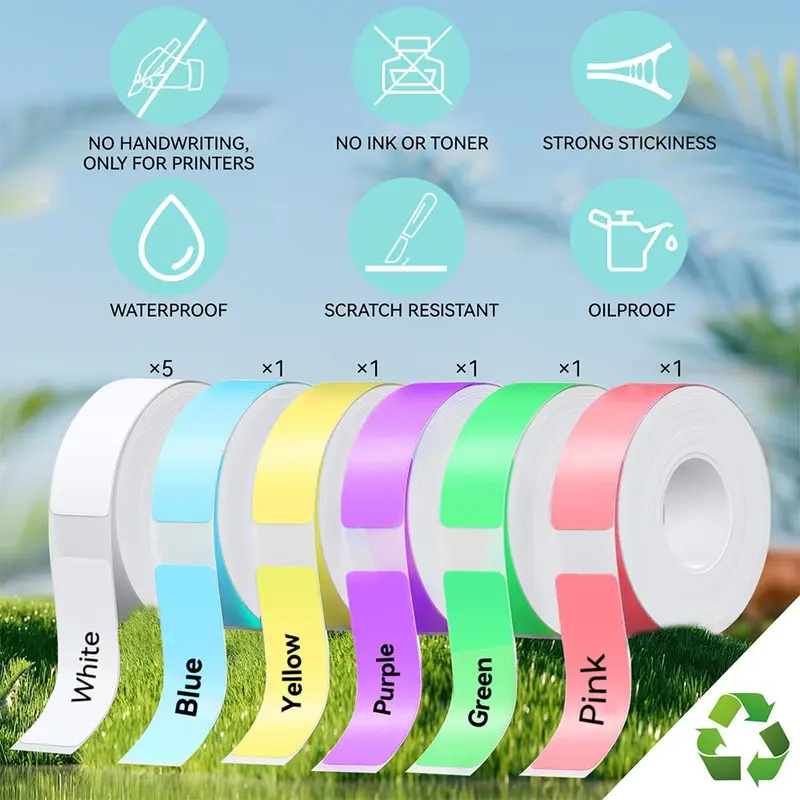 D30 Label Maker Tape, 10 Rolls/set Label Tape, Label Print Paper for Office, Portable Label Printer Compatible Labels, Labels for Printers, Office Stationery & Supplies, Stickers