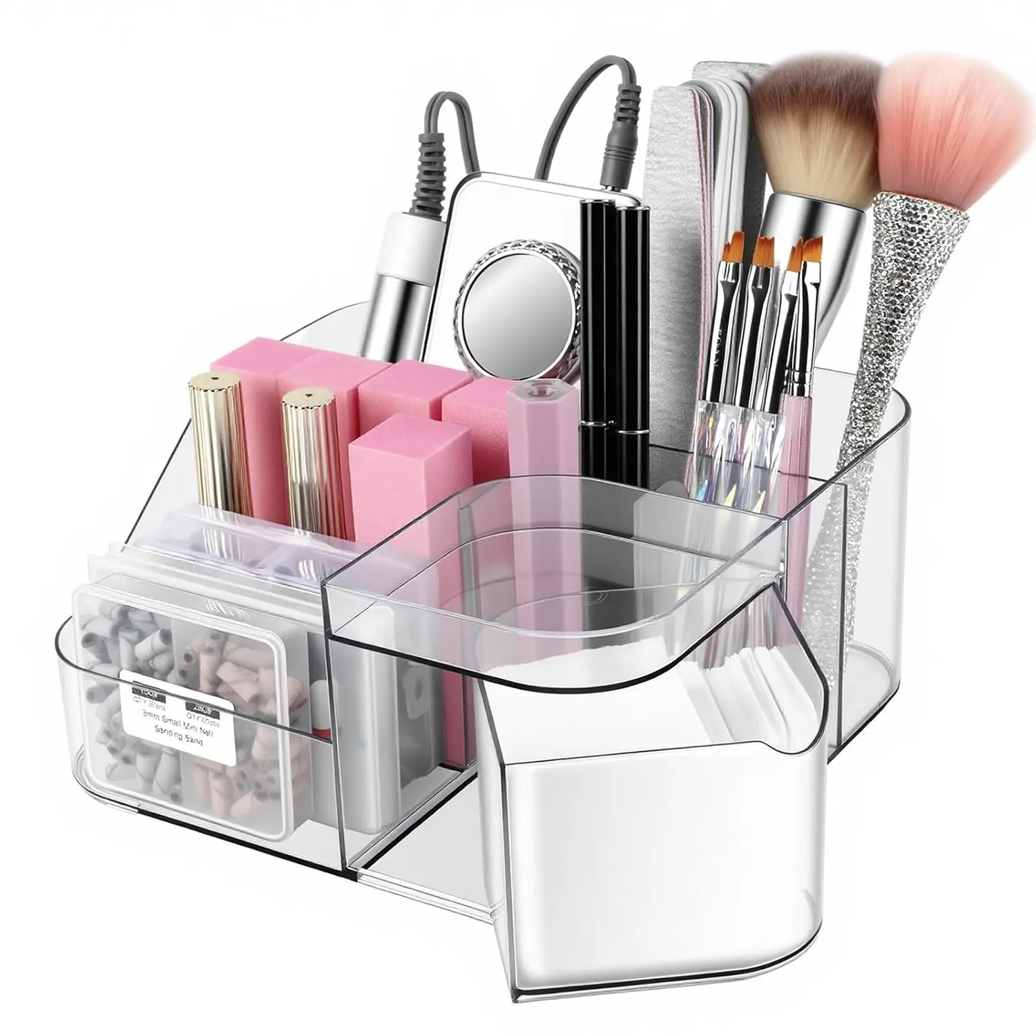 Transparent   Desk Organizer for  Tools Clear | Spinning Drawer Design | Desktop &  Storage Box | Drill, Brush, Eyeshadows,  Care Holder | For  Tech & Makeup