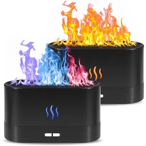 Essential Oil Diffuser,Colorful Flame Air Aroma Diffuser Humidifier,Upgraded 7 Flame Colors Noiseless Essential Oil Diffuser for Home,Office,Yoga with Auto-Off Protection(180mL,Black)