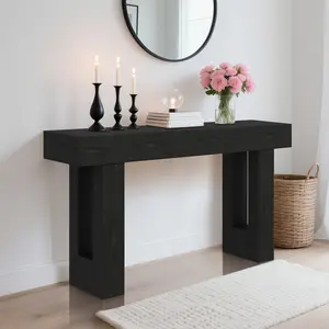 63" Rustic Farmhouse Console Table 63" – Rustic Wood Entryway Table with Open Shelf – Narrow Accent Table for Living Room, Hallway, or Behind Couch