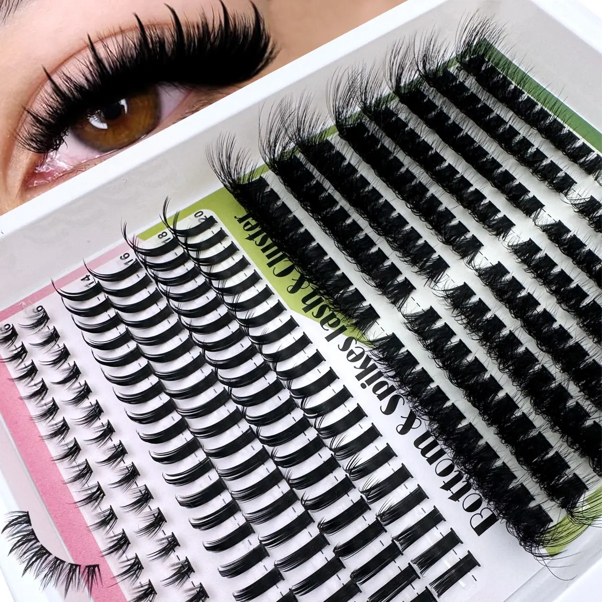 262pcs/278pcs Anime Personal Fairy Cluster Eyelash Spikes+100D/Spikes+80D/Spikes+60D Eyelash Bundle Natural Eyelash Bundle Lower Eyelash Wispy Manga Eyelash Extension Unique Spike Eyelash Bundle Extension DIY at Home