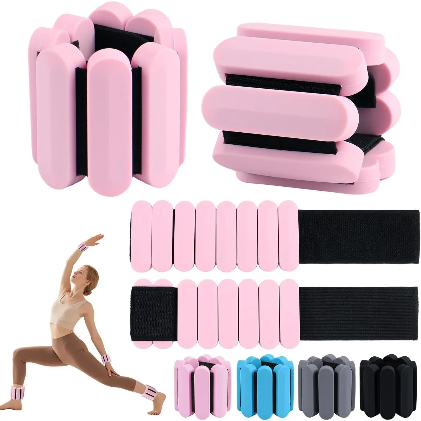 Wrist Weights - Adjustable Ankle Wrist Weights for Women & Men - Set of Weighted Bangles 2 lbs (1 lb Each) | Arm and  Weights for Pilates, Yoga, Running & Walking