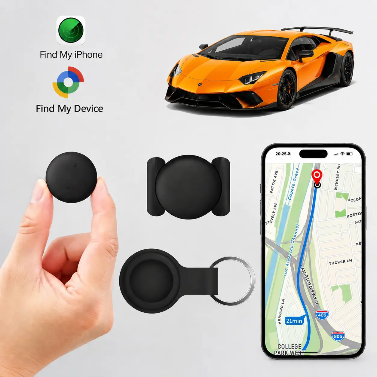 CHDEXIN Compact Hidden GPS Tracker - Waterproof Magnetic Metal-Steel Shell, Battery-Operated Portable Location Equipment for Vehicle Anti-Theft Protection, Bike Monitor