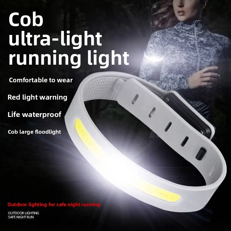 Rechargeable COB Flashlight for Night Running Ultra Light Mini Wrist Lamp Safety Backpack Light High Brightness for Outdoor Cycling Hiking