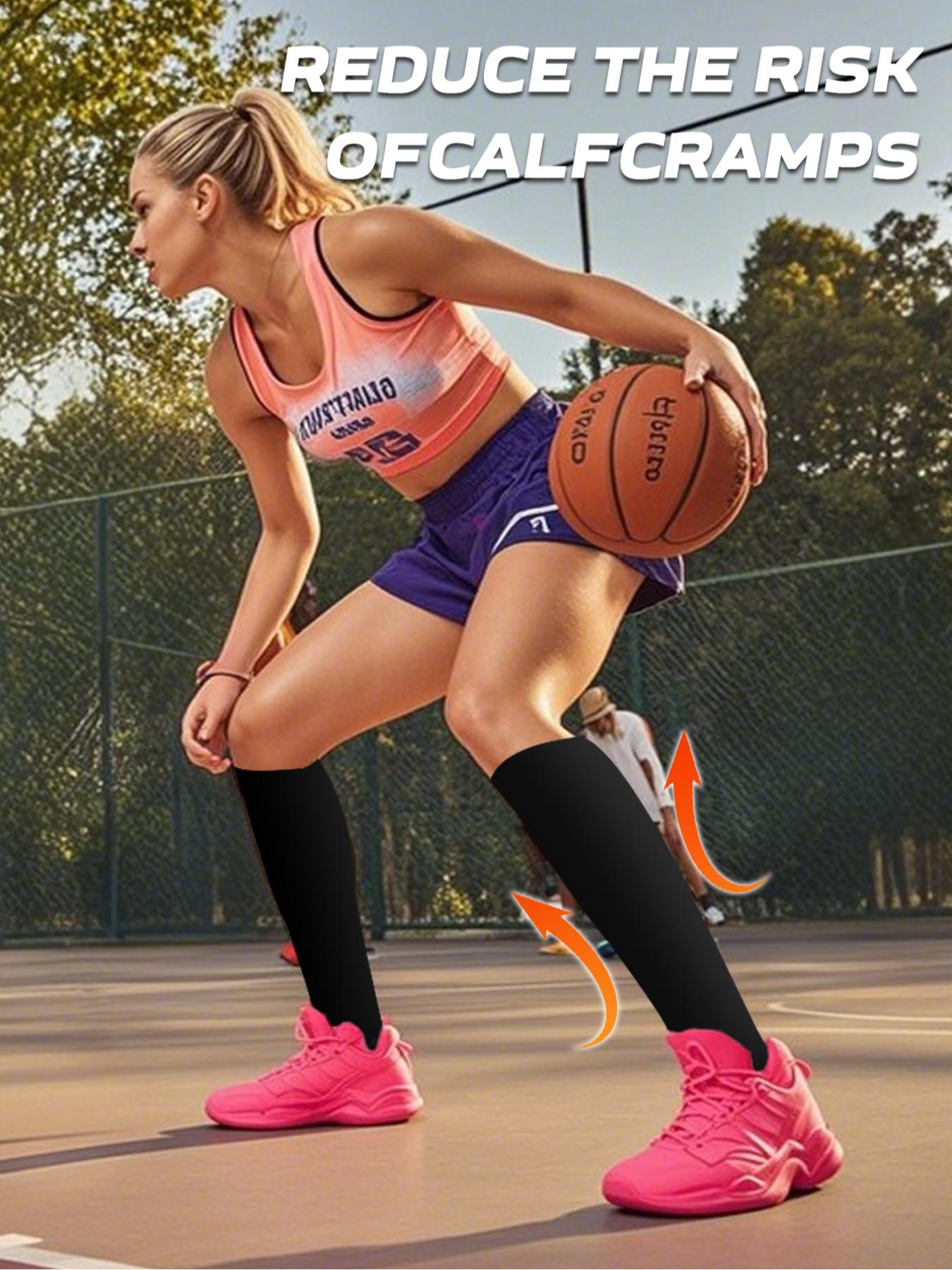 6 pairs of men's and women's compression socks wide calf elastic socks men's and women's booster socks for circulation, running, nurses, pregnant women Support for blood circulation Various colour patterns available, Compression Athletic Socks