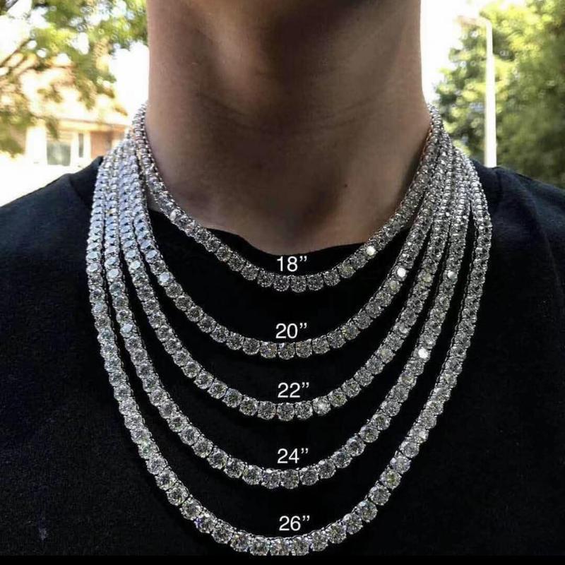 LuxeLynks Tennis Necklace（Bracelet） 3mm/5mm Simulated Diamond Tennis Necklace for Women/Men  Classic 8"/ 18"/20"/24" Lengths with Upgraded Box Clasp Safety Latch Gold Jewelry  Valentine's Day gift