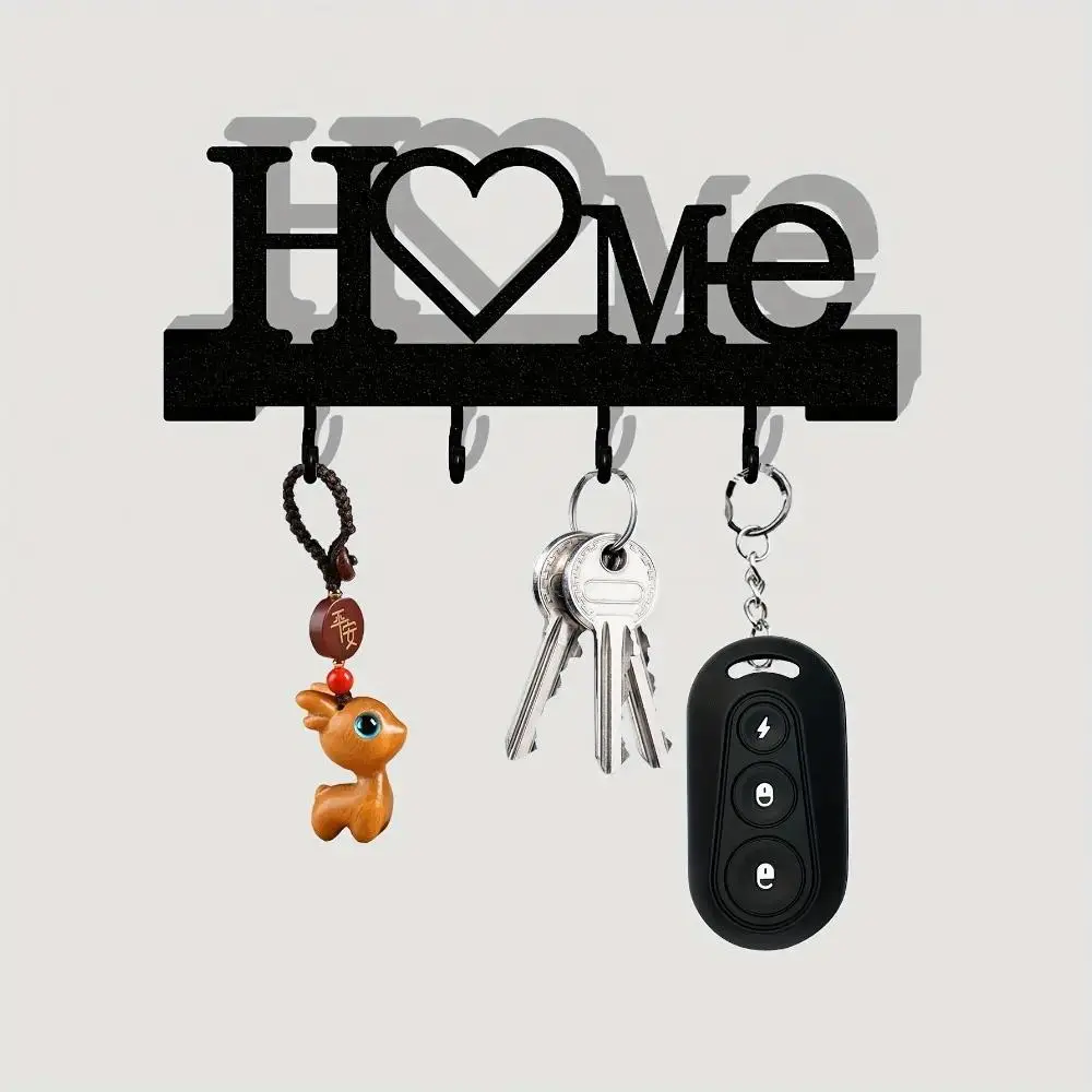 Metal Wall Mounted Key Holder, No Drill Key Rack Organizer with Hooks for Keys, Bags and Accessories, Stylish Home Storage Decor for Entryway, Kitchen and Living Room