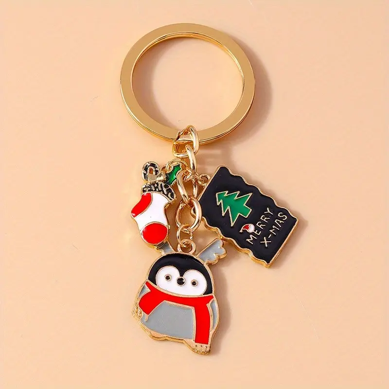 Christmas Elk Keychain Pendant, Holiday Socks Accessory, Christmas Hat & Candy Stick Backpack Pendant, Perfect for Gifts or Daily Use