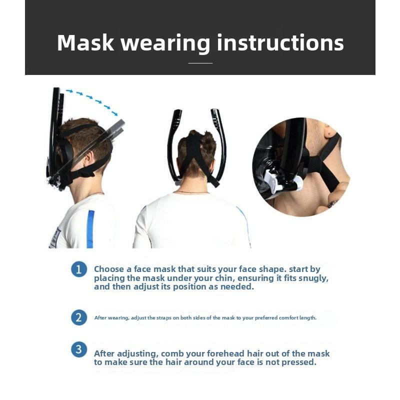Double tube snorkeling goggles Mask Full dry diving equipment Adult diving rebreather Swimming mask  stealth snorkel