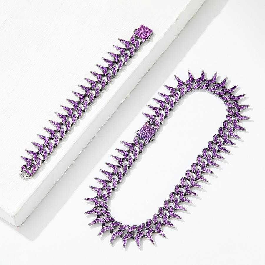 Best-selling black and purple blade chain bracelet, street style exaggerated personality necklace, bar disco hip-hop blade chain