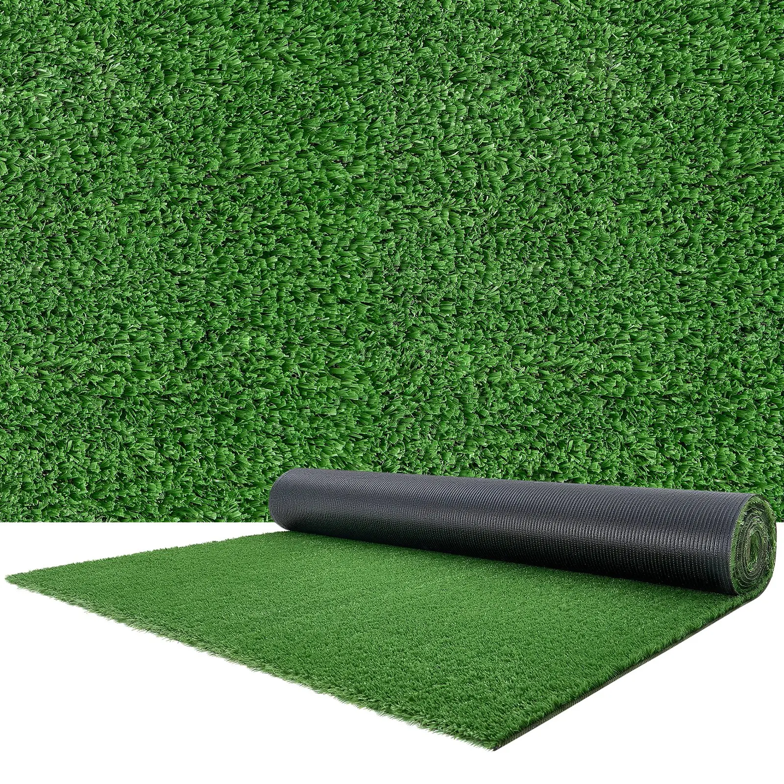 VEVOR Pet-Friendly Artificial Grass, 10x3 ft Fake Turf Rug, 0.6in Pile Height Realistic Synthetic Carpet Roll, Washable Easy-Clean Drainage Holes, for Garden, Patio Decor Playground Terrace