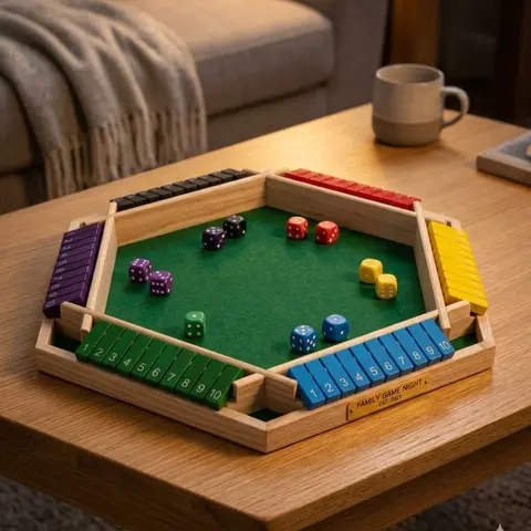 Shut The Box Dice Game, 2-6 Player Wooden Board Game for Family Night | Math Learning & Skill Development Game for Kids & Adults | Portable Tabletop Game for Travel, Party, Classroom | Fun Christmas Gift Ideas