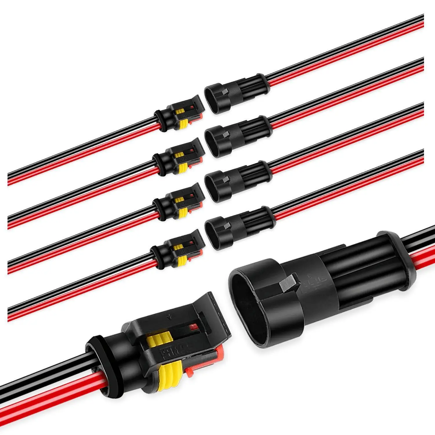 Nilight 5Pack 2-Pin Way 16AWG Wire 1.5mm Series Terminal Connector