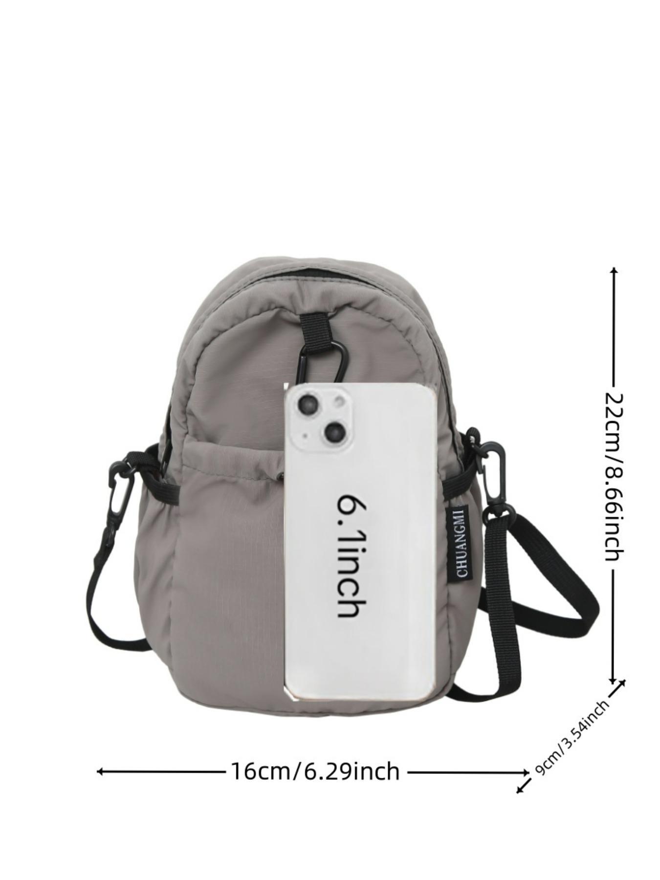 Men's Casual Plain Nylon Crossbody Bag, Zipper Crossbody Bag, Lightweight Small Sling Bag, Casual Versatile Phone Bag, Sporty Sling Bag for Daily Used