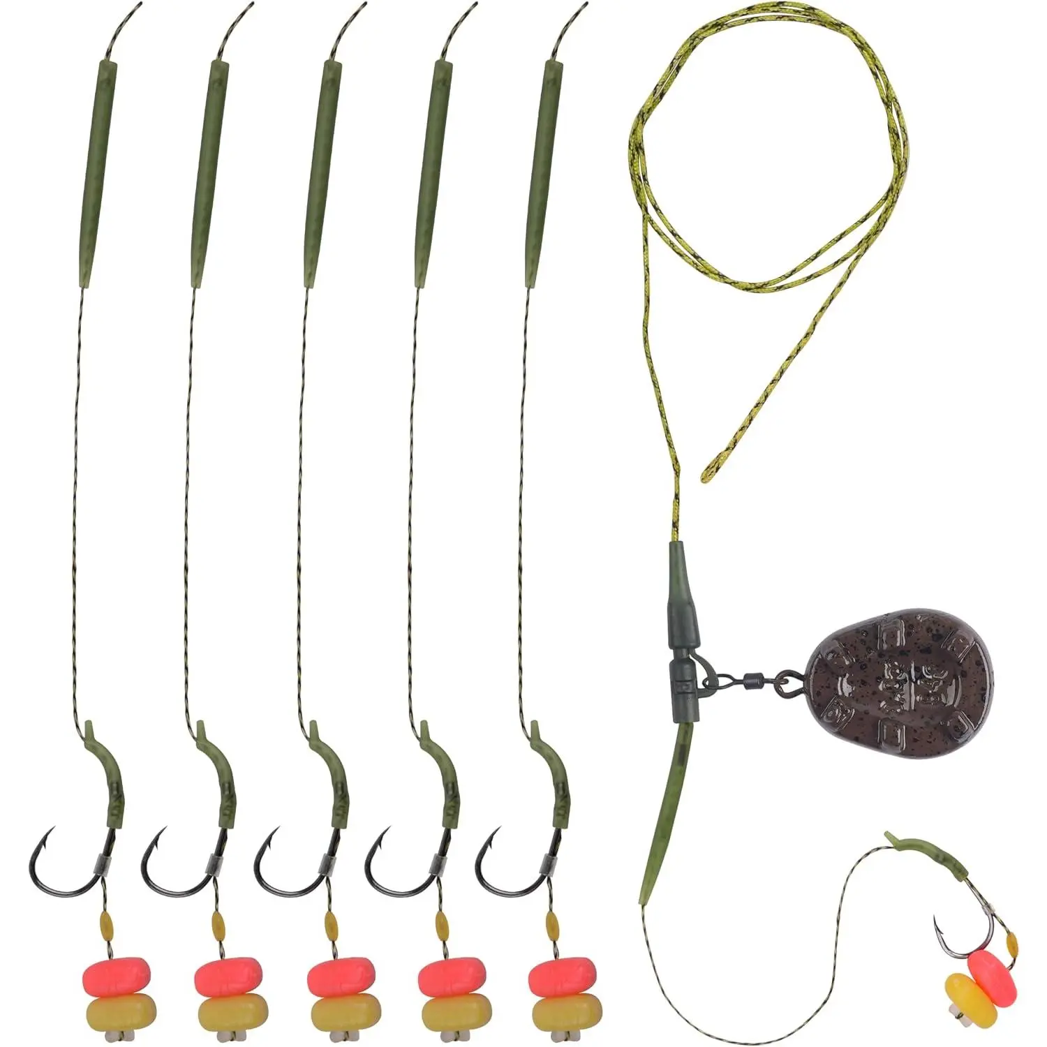 Carp Fishing Rigs Kit Carp Hair  with Carp Sinker Weights Carp Hooks Corn  Leader Rigs Quick Change Rolling Swivels Sleeves Carp Fishing Equipment Accessories