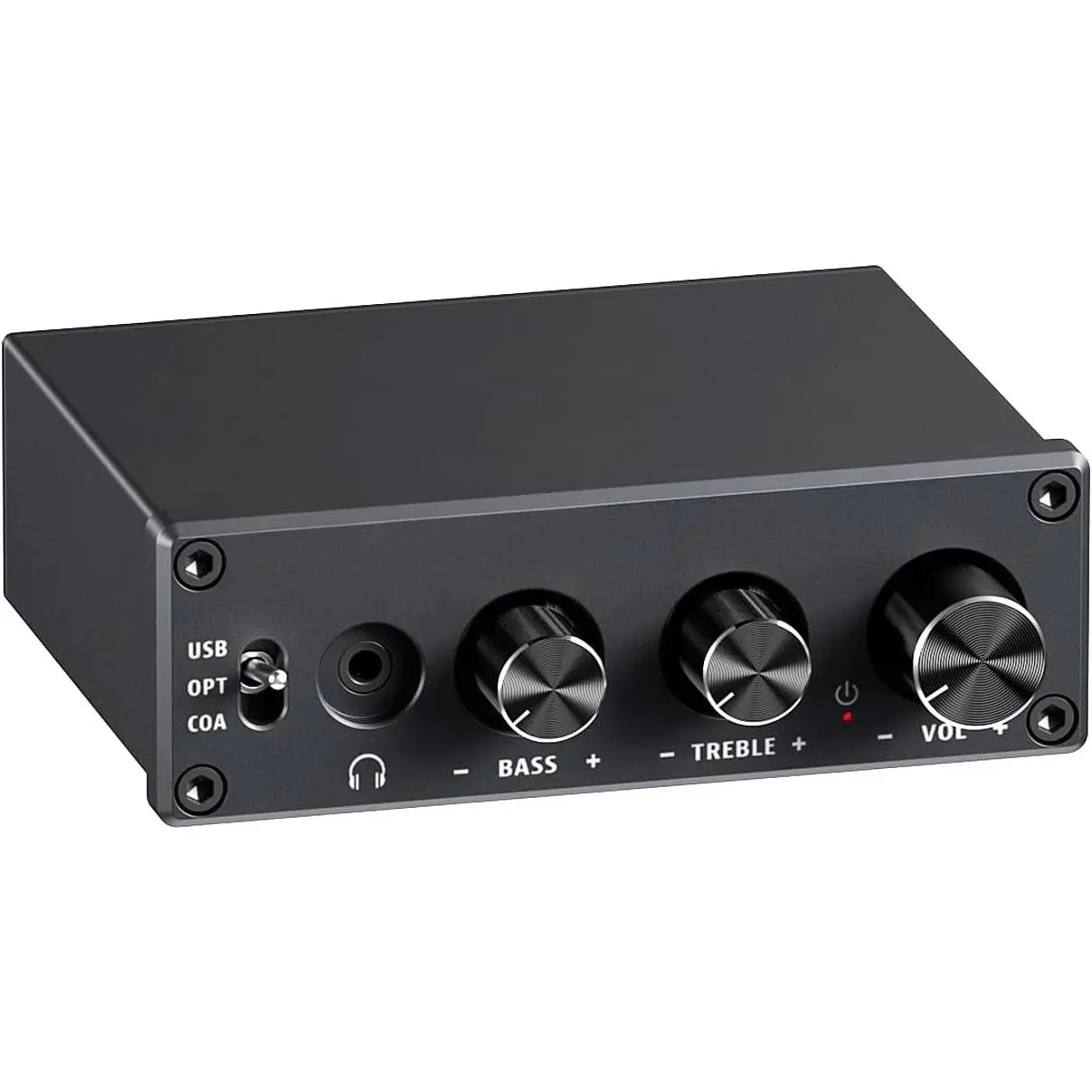 Q4 DAC Headphone Amp for PC, Desktop Digital to Analog  Converter for  Stereo Amplifier and  Speakers, PC-USB/Optical/Coaxial Inputs, 3.5mm Headphone/ Outputs