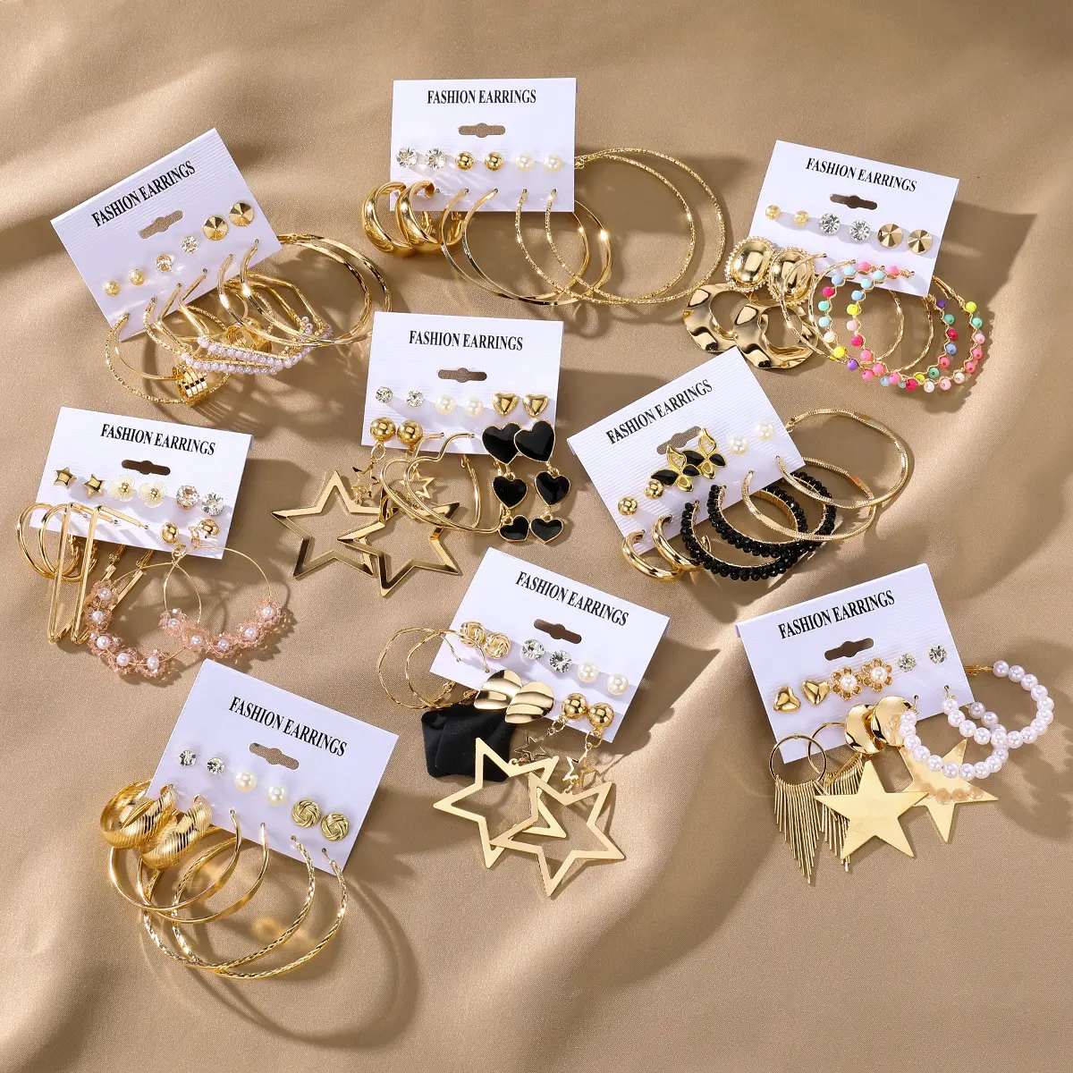 6-Pair Vintage Statement Earring Set, Geometric Copper Hoops & Studs with Colorful Beads and Pearls, Fashion Accessories for Women, Earrings For Women, Statement Pieces, Artificial Pearl, Ear Stacking, Geometric Shapes, Fashion Chic Accessories, Pearl Acc