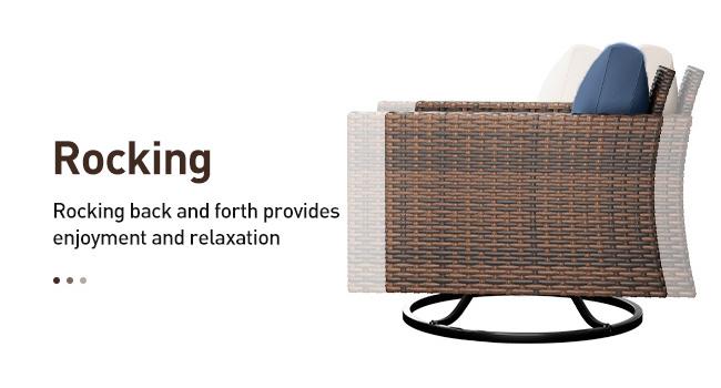 【3/4 packages delivery】UDPATIO Modern Outdoor Wicker Sofa Set, fire pittable Rattan Wicker Outdoor Sectional Set with Rocking Swivel Chairs, PE Rattan Outdoor Sofa Set with Storage Table and Waterproof Covers for Backyard, Deck, Porch SpringGardening