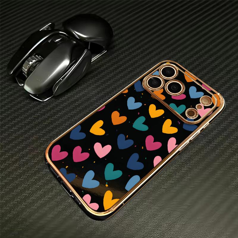 6D Electroplated Phone Case, TPU Soft Material. Full Screen Colorful Heart Character Pattern, Suitable for iPhone 17 Pro Max Phone Case 17 Air 16 Pro Max 16E 16Plus 15 Pro Max 15Plus 15 14 Pro 13 12 11 Phone Cases Shockproof Phone Case Jesus is King