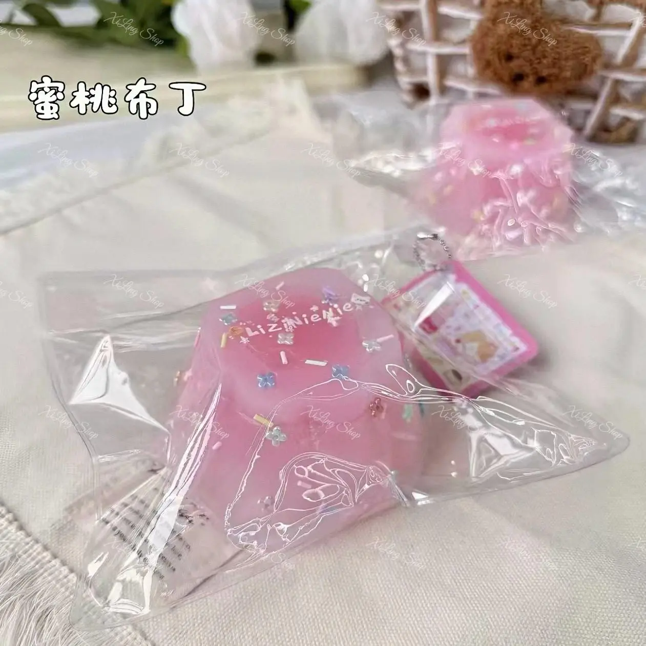 1Pc Taba Squishy toy with Creamy Slime Texture - Peach Pudding shaped to relieve stress - Food grade silicone