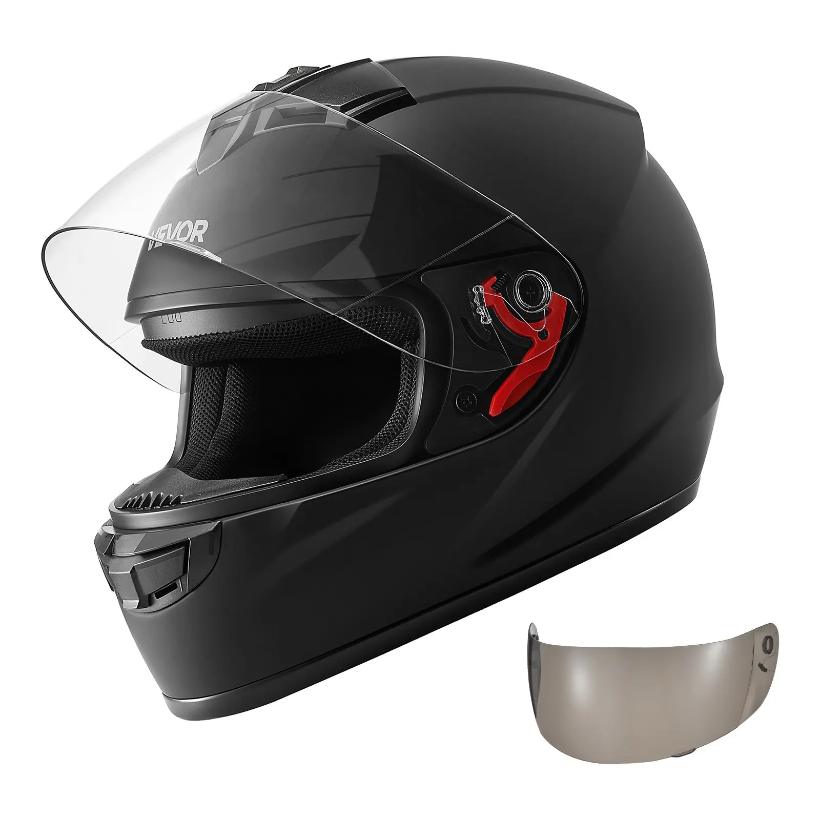 VEVOR DOT-Approved Adult Dirt Bike Full Face Helmet, Lightweight ABS Shell with Transparent Visor, Multi-Layer Removable Liner for Daily Commute (M Size)