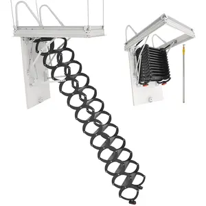 VEVOR Attic Ladder, 660LBS/299.4KG Capacity, Fits 9.5 to 10.2 ft Ceiling Height and 39.4x 27.5 inch Opening Size, Alloy Steel Pull-Down Retractable Ceiling Stair with Pulling Rod for Attic Loft Roof
