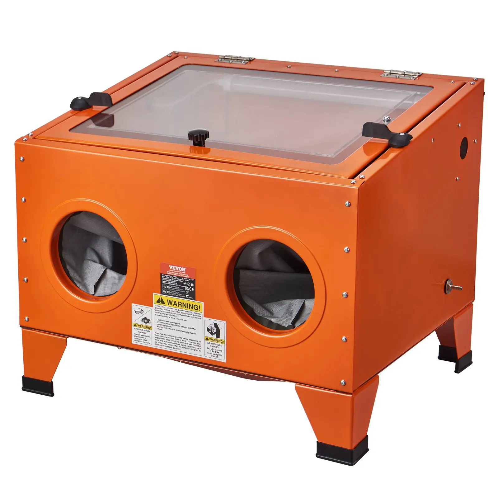【DealsForYouDays】VEVOR 25 Gallon Sandblasting Cabinet, 40-120PSI Portable Benchtop Sand Blasting Cabinet, Heavy Duty Steel Sand Blaster with Blasting Gun & 4 Ceramic Nozzles for Paint, Stain, Rust Removal