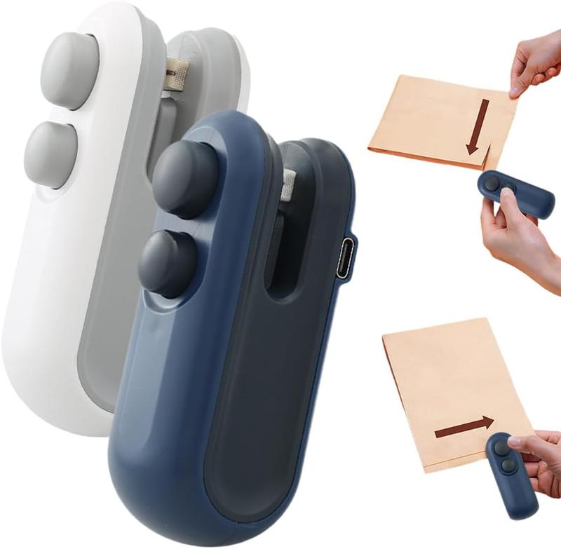 2PCS/3PCS 2 in 1 Mini Sealer and Cutter, Portable USB Rechargeable Snack Sealing Machine, Handheld Heat Seal Device for Food Preservation