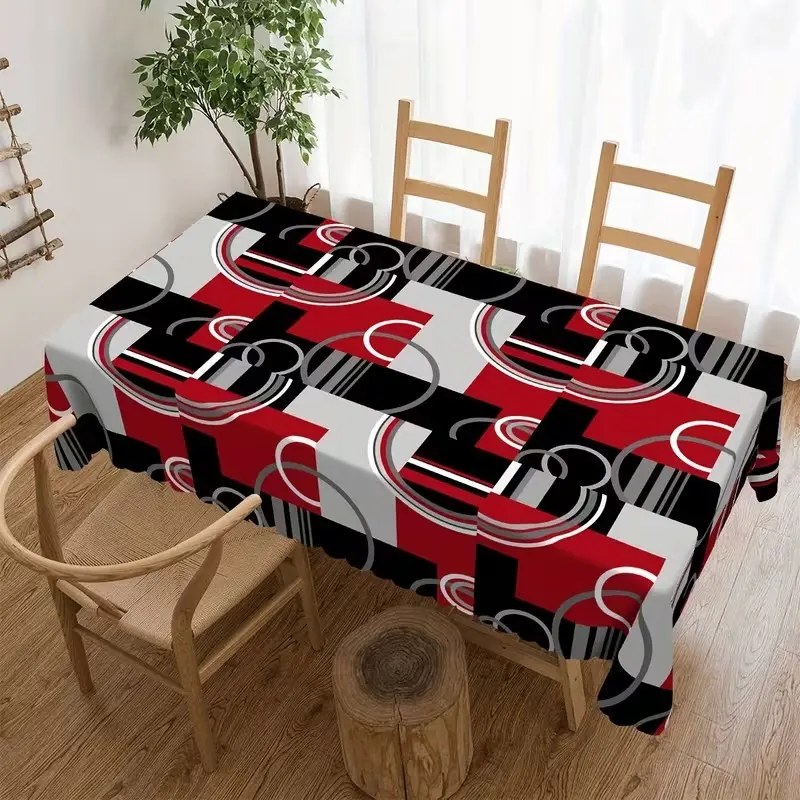 2D Flat Party Tablecloth, Abstract Geometric Pattern, Modern Minimalist Design, Multi-Color, Decorative for Home, Kitchen, Restaurant, Wedding