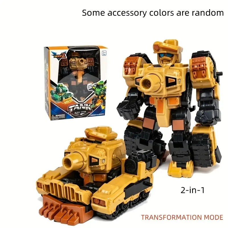 Transforming Robot Tank 2-in-1 Model Cartoon Figure Educational Toy, Birthday and Christmas Gift for Boys