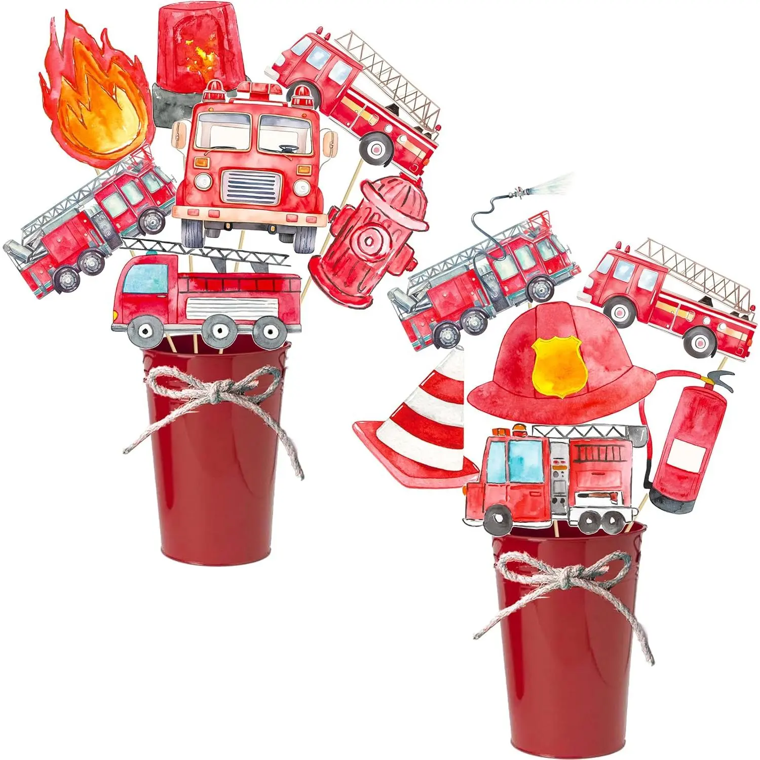 22 count Fire  Party Centerpieces Sticks Firetruck Birthday Centerpieces for Tables Fire  Theme Party Decorations for Firefighter Birthday Party Frieman  Shower Supplies