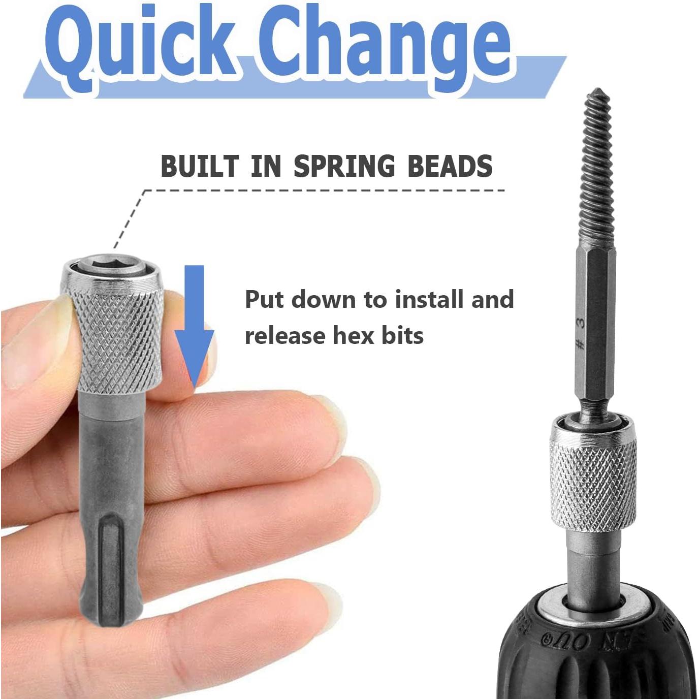 5 count SDS-Plus Shank Drill Chuck Adapters SDS PLUS to 1/4" Hex Socket Adapter Converter 1/4 Inch Hex Shank  Drill Bit Holder for Electric Hammer  Drills