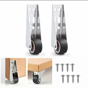 2 PCS  Vertical Track Roller Wheel, Heavy Duty 110LBS Sliding Door Bottom Guide, Anti-Wobble Door Stop, Nylon Wheel & Aluminum Bracket, Smooth Quiet Sliding, Easy to Install Replacement Hardware Parts for Barn Door  Interior Door, Wardrobe, Cabinet