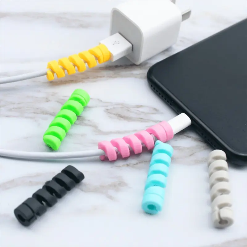 12pcs random color spiral desktop cable organizer set, containing desktop storage supplies and accessories, headphone cable organizer, cable organizer