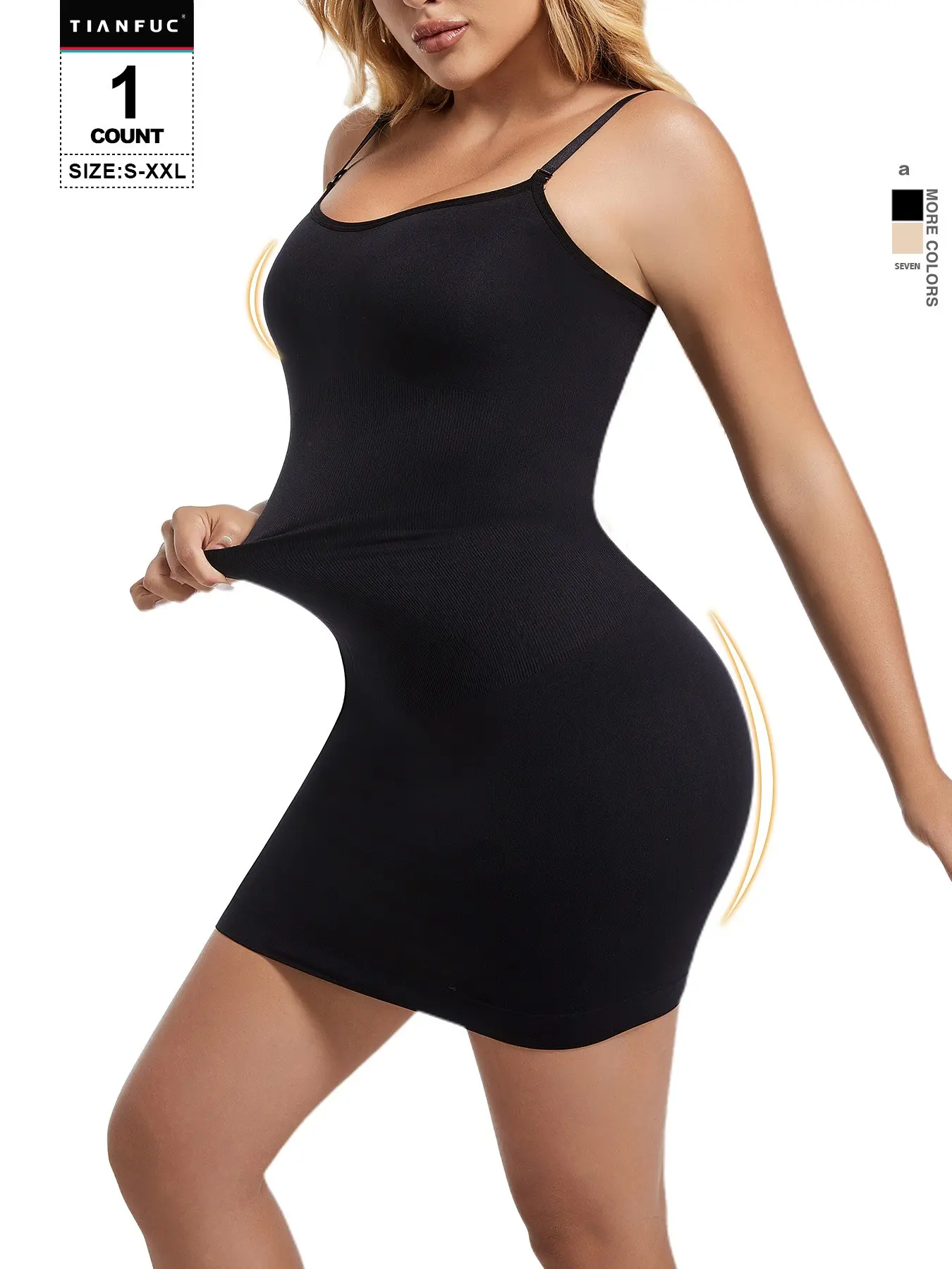 Scoop Neck Thin Strap Shaping Slip Dress, Targeted Abdomen Smoothing, Lightweight Stretch Shapewear for Weddings and Daily Wear