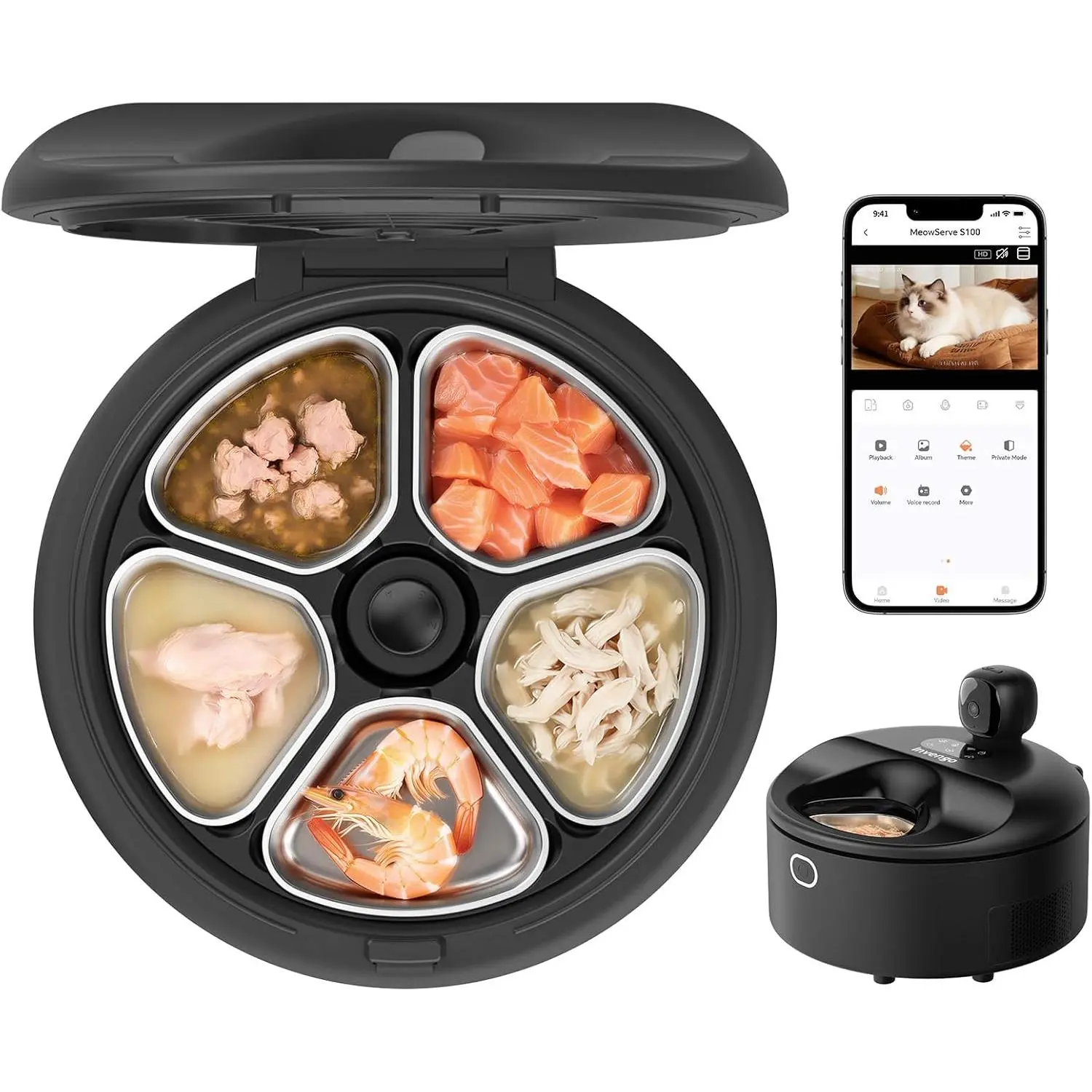 5G Wi-Fi Automatic Wet Food Cat Feeder with 3MP Camera & App Control, and Freshness Preservation, Ultra-Quiet Smart Multi-Cat Timed Dispenser, Pet Supplies. Multi-cat Feeder bowl remote automatico multi-pet home voice fresh meal ram campingessentials