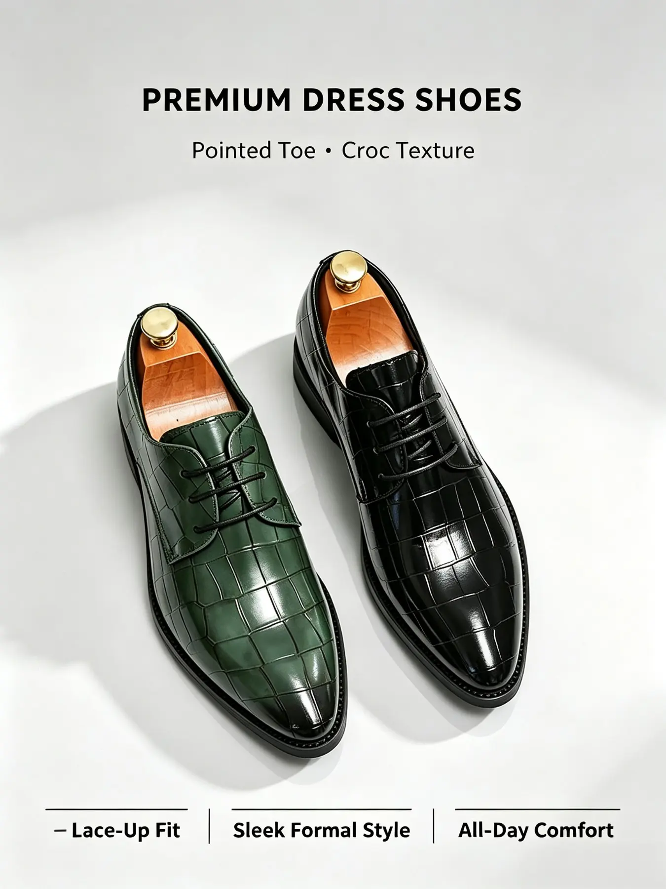 Men's Casual Derby Shoes, Plaid Pattern, PU Upper, Rubber Sole, Less Than Ankle Height, All Seasons, Fashion Business Leisure Shoes
