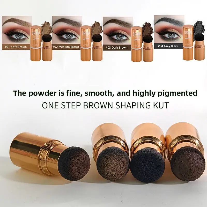 Long-Lasting Waterproof Brow Stamp Kit with Pomade, 4 Multiple Shades Eyebrow Pencils & Multiple Stencils, Smudge-Resistant Natural Cosmetics for Daily Makeup