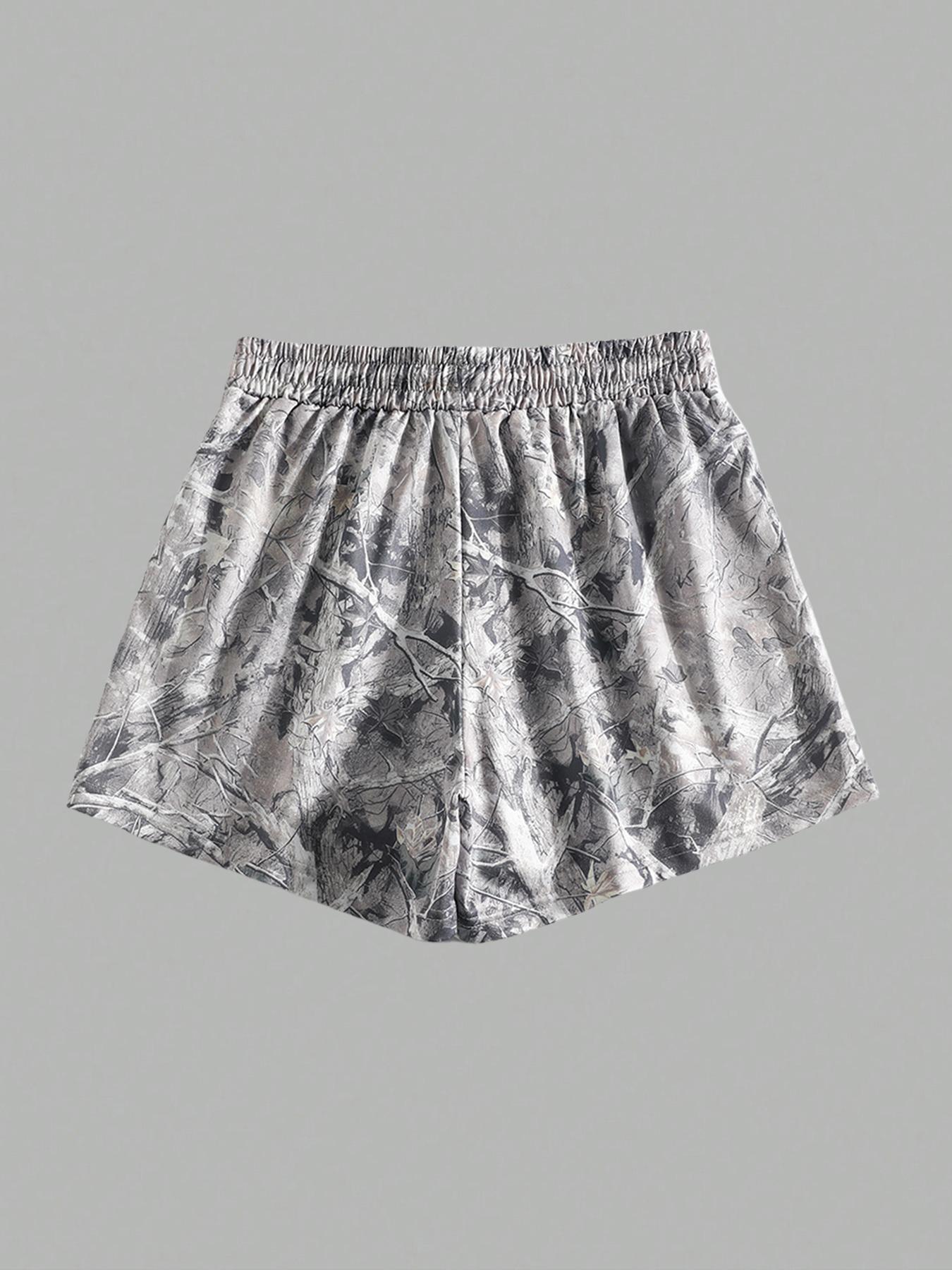 Women's Plain & Camo Print Shorts, Casual Comfy Breathable Elastic Shorts for Summer, Ladies Bottoms for Daily Wear