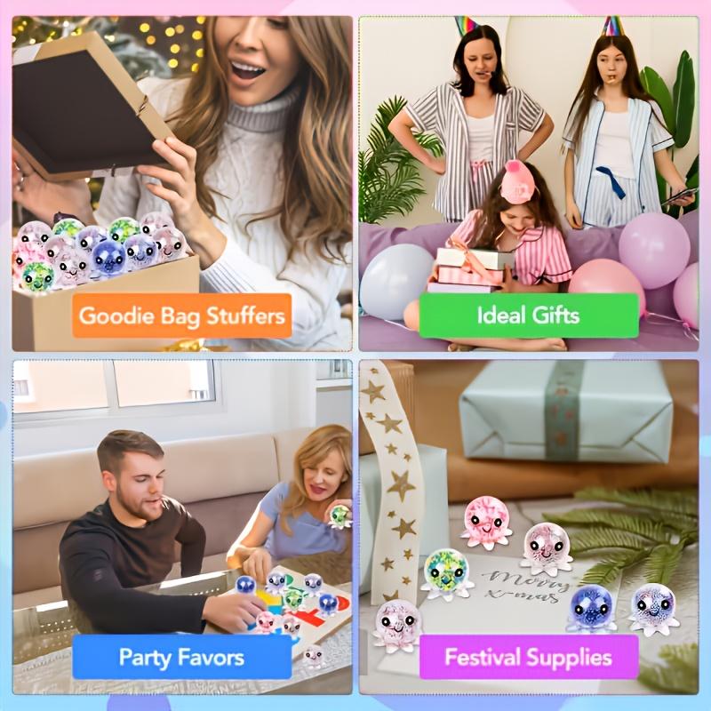 3 Cute Octopus Soft Stress Balls - Colorful Beads Suitable for Children and Adults, Christmas, Halloween, Thanksgiving Gifts, Toys |   Colorful soft balls |   Transparent ball, random color