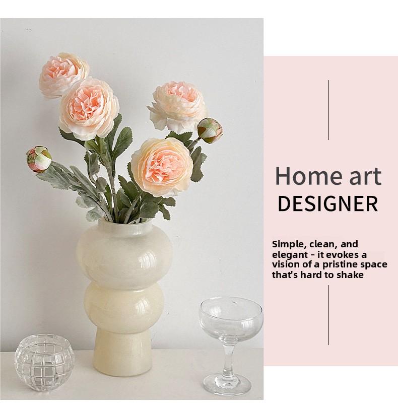 3 artificial flocked lotus flowers, faux peonies for home living room and window decoration, popular on TikTok and Xiaohongshu