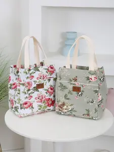Vintage Floral Fabric Handbag, Chic Vintage Handbag, Thick Design, Front Zip Pocket, Portable Storage Bag, Casual Fashion Bag, Fashionable Patterned Bag, Fashionable Shopping Bag, Ideal for Shopping and Daily Use