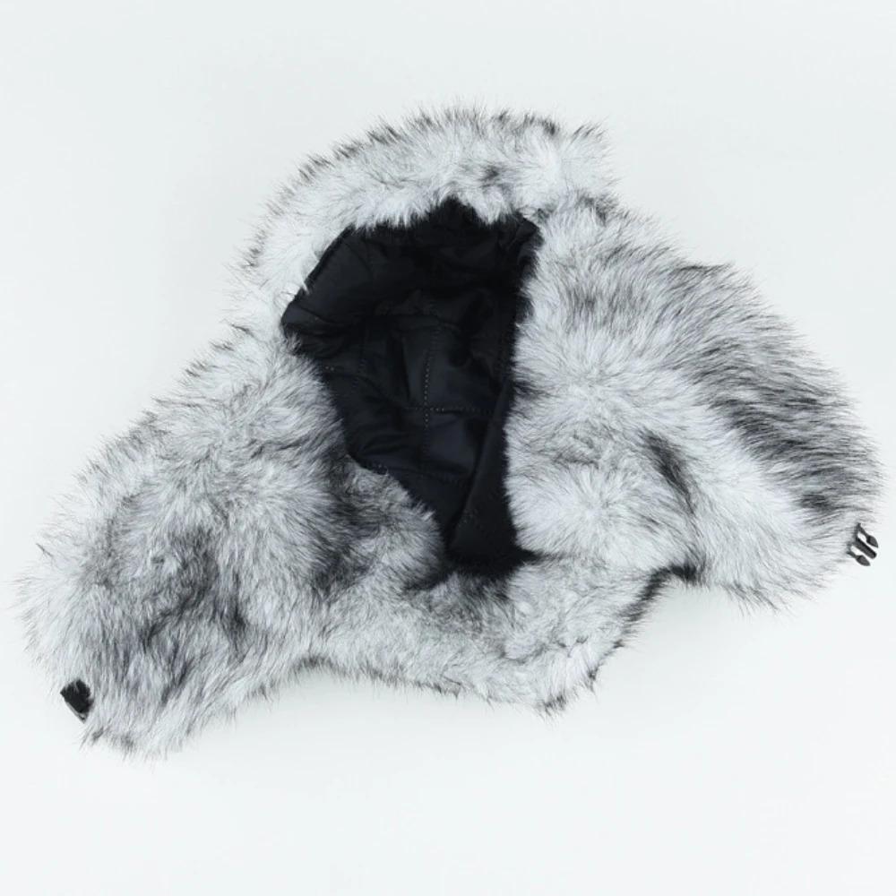 HT4993 Bomber Hat Thick Warm Winter Fluffy Fur Hats for Men Women Windproof Snow Ski Earflap Cap Male Female Russian Hat Ushanka