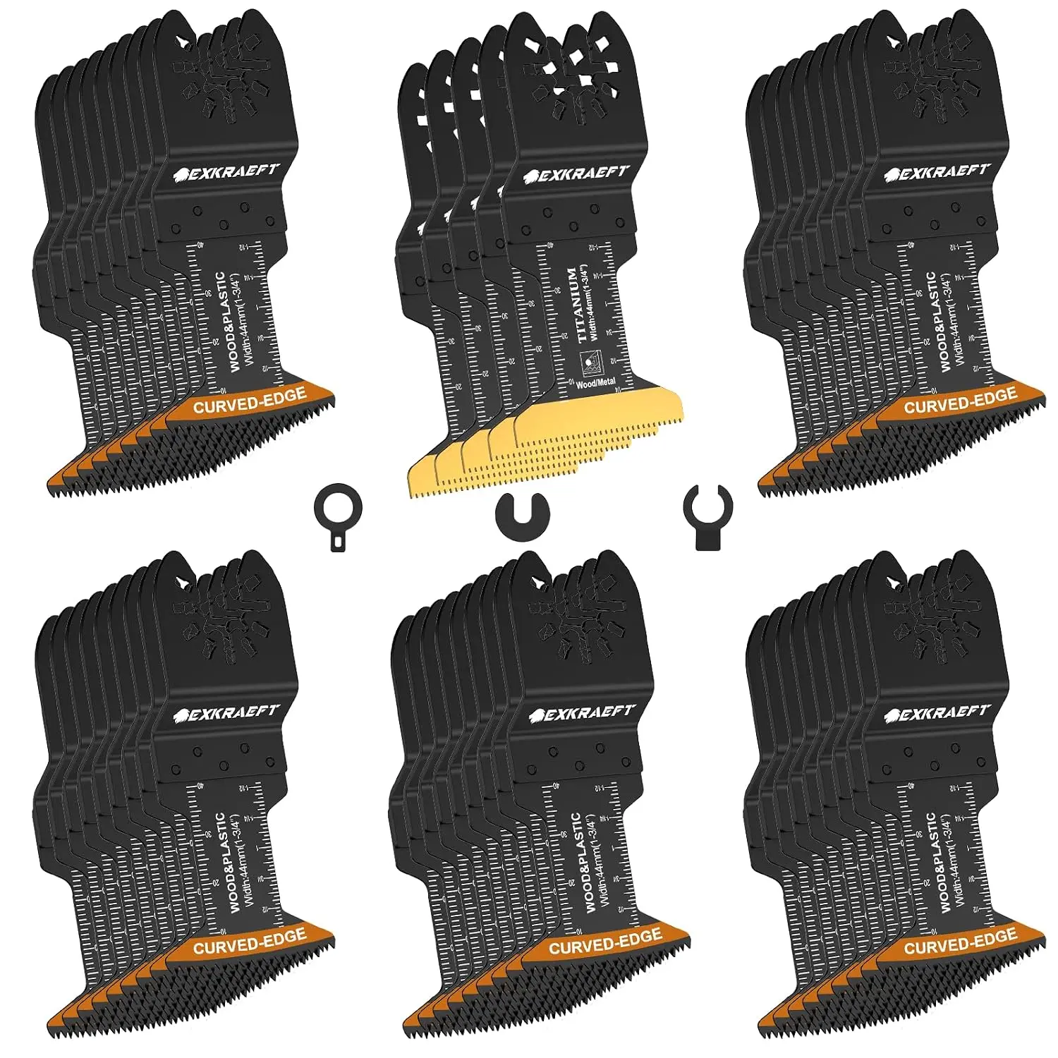 50PCS Curved Oscillating Tool Blades - Multitool Blades for Wood Cutting, Compatible with Oscillating Saws